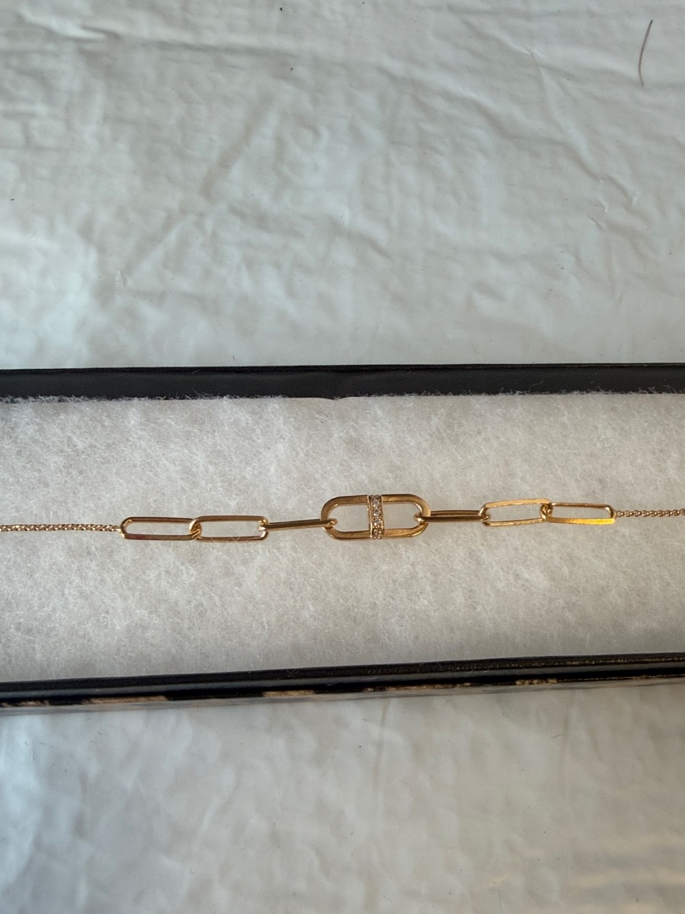 Gold Plated Sterling 925 Link Chain Necklace with Pave Accent